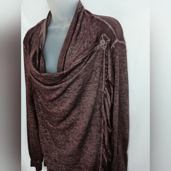 WRANGLER Burgundy Textured Cotton Knit 3 In One Cardigan Sweater Duster (#373) - Picture 8 of 11